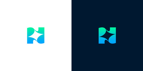 Fototapeta premium Abstract letter N logo concept with gradient colors, modern and clean design for tech or business