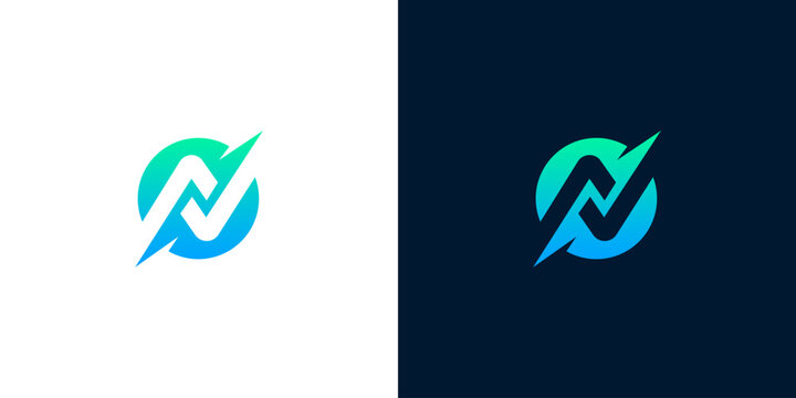 Abstract letter N logo design, modern, minimalist, and dynamic icon representing energy and innovation