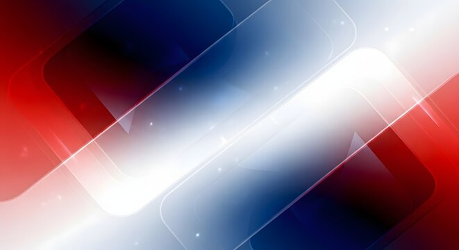 Abstract red white and blue background with glowing rectangles