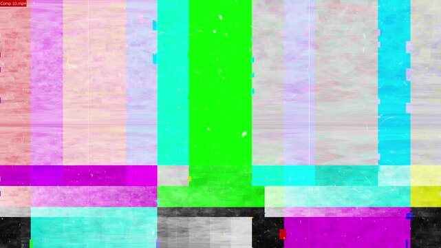 Animation tv static color noise glitch error video 