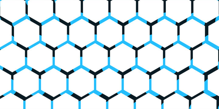 White 3d hexagonal technology vector abstract background. Blue bright energy flashes under hexagon in modern technology futuristic background vector illustration. White honeycomb texture grid.