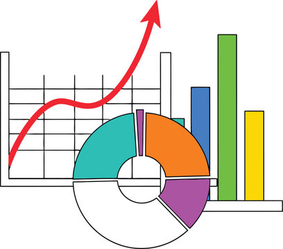 Market research and statistics visualization with scatter plot and pie chart