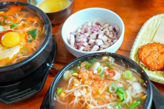 Kongnamul Gukbap Traditional Korean meal with sprout soup and mung bean pancake