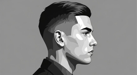 Young Man Side Profile Portrait With Undercut. © hesty