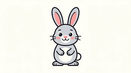 Obraz premium Cute cartoon bunny standing upright.
