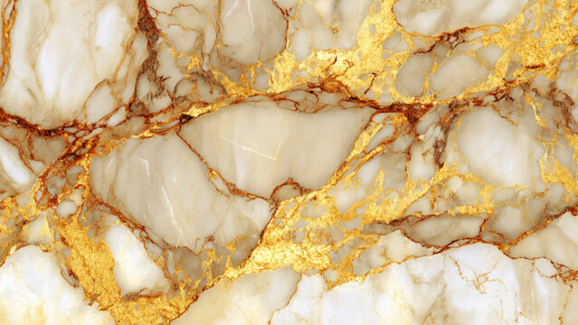 White marble texture with gold veins and brown accents pattern background