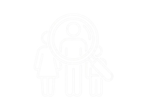 Search for a person or family with this intuitive magnifying glass and diverse people icon