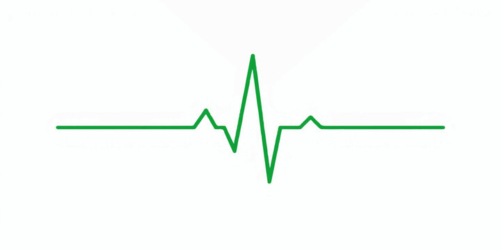 A heart beat graph and heartbeat forming a heart shape on an ECG monitor shows a green pulse line and growth arrow for medical success and finance market chart illustration
