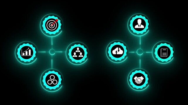 Change management strategy concept with business professional presenting digital team interface, organizational transformation process, leadership alignment and workforce transition planning