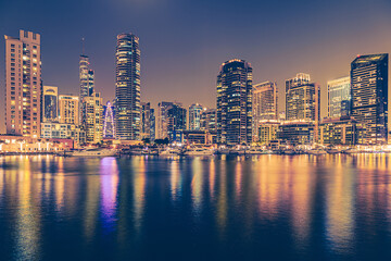 Naklejka premium Dubai Marina area in Dubai, United Arab Emirates