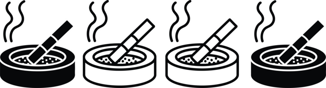 Illustration of cigarettes being extinguished in ashtrays sequentially