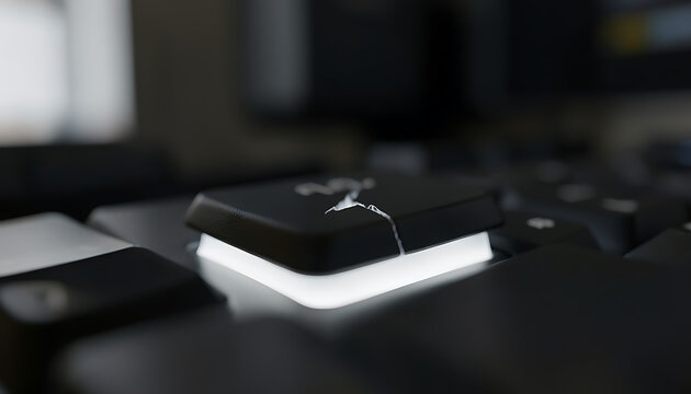 Close-up of cracked computer keyboard, symbolizing system failure, cybersecurity risk, digital damage, and technology breakdown concept.
