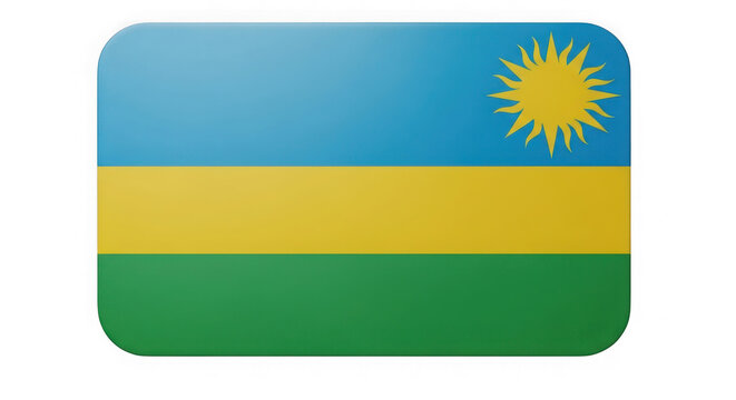 Flag of rwanda with sun symbol isolated on transparent background