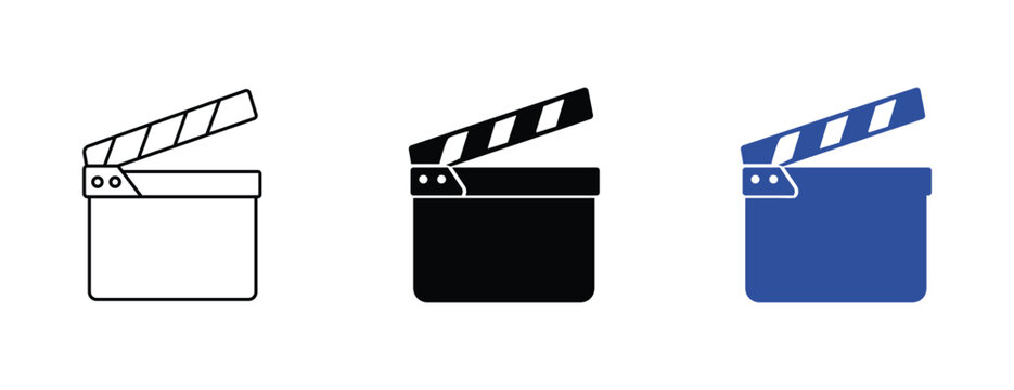 Clapperboard Movie Production Vector Icon Set