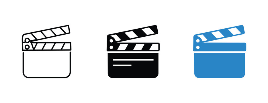Clapperboard Film Production Vector Icon Set