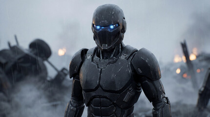 Naklejka premium futuristic humanoid robot soldier