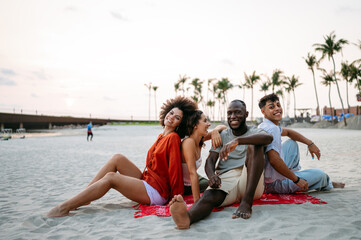 Fototapeta premium Celebrating diversity, inclusion and gender acceptance in a supportive group of young friends