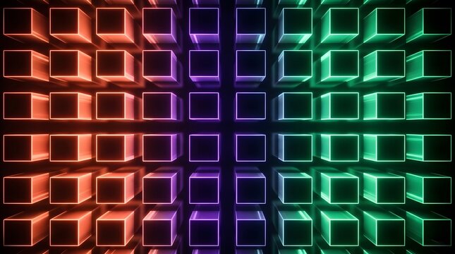 Colorful glowing grid pattern resembling a futuristic backlit keyboard