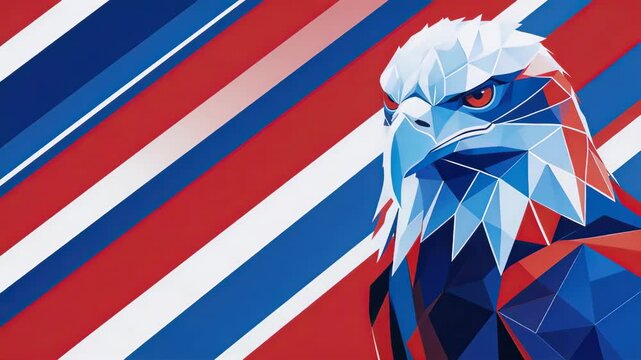 Geometric eagle on striped background