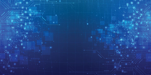 Fototapeta premium Abstract Blue Digital Circuit Technology Background with Glowing Data Network and Futuristic Cyber Connections