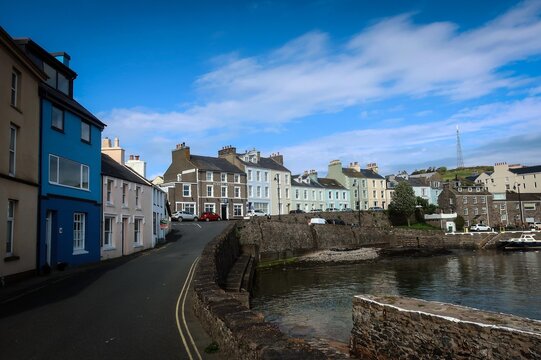 Residential houses near marina promenade in Port Saint Mary view, Isle of Man