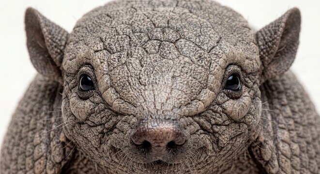 Close-up of a three-banded armadillo&rsquo;s face