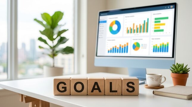 Business strategy planning with KPI tracking and measurable goal setting objectives.