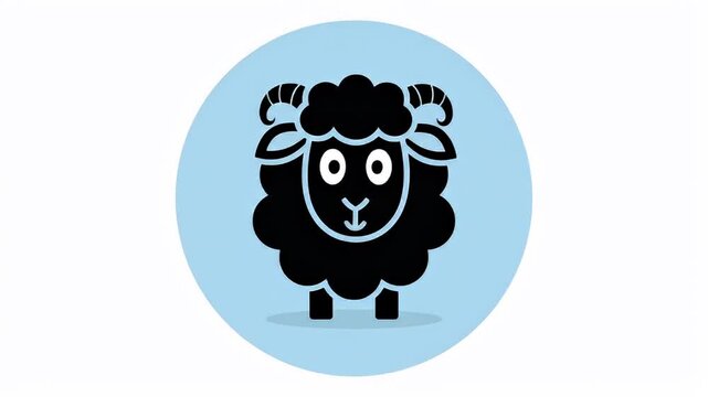 Animated sheep icon sequence in blue circle frame video.