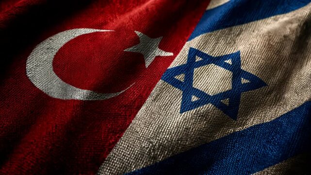 turkish and israeli flag waving together. israel turkey turkiye