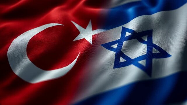 turkish and israeli flag waving together. israel turkey turkiye