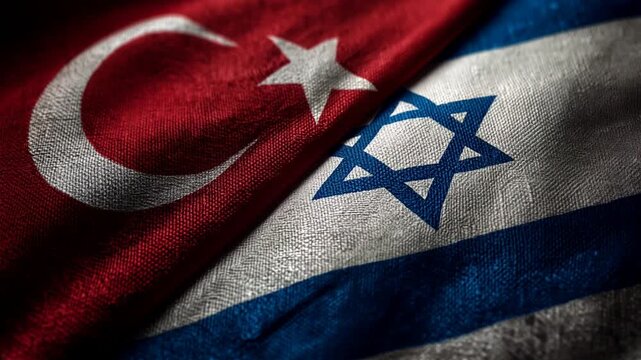 turkish and israeli flag waving together. israel turkey turkiye