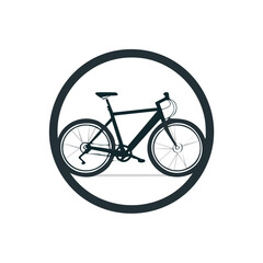 Fototapeta premium Black bicycle silhouette inside a circle conceptual transportation design