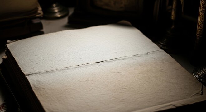 Aged vellum texture with a subtle crease, appearing antique and handmade