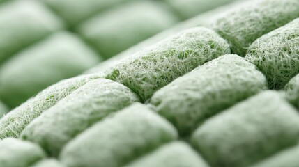Fototapeta premium Green Fibrous Quilted Textile Grid Macro Close-Up