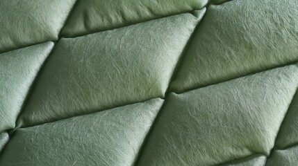 Fototapeta premium Green Diamond Quilted Fabric Texture Macro Detail
