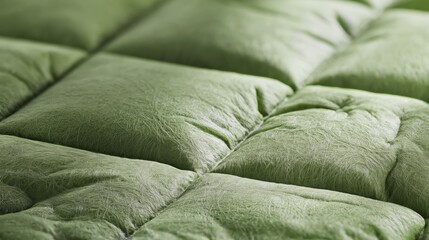 Naklejka premium Green Quilted Fabric Surface Angled Macro View