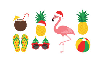 Festive tropical holiday icons with a holiday twist © MDSAJEEB