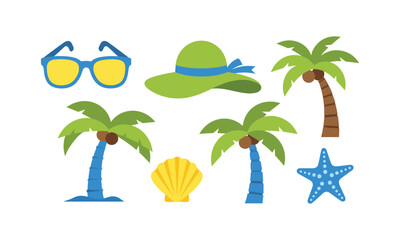 Obraz premium Vibrant icons representing a tropical beach vacation theme