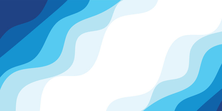 Turquoise sea green blue waves curve lines abstract marine summer background smoth design. Blue curve stripes waves vector summer ocean background.