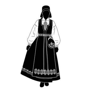 A woman in a traditional Norwegian Bunad dress, a concept of national heritage and festive celebration