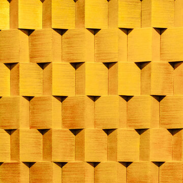 Bright yellow geometric wood panel pattern background