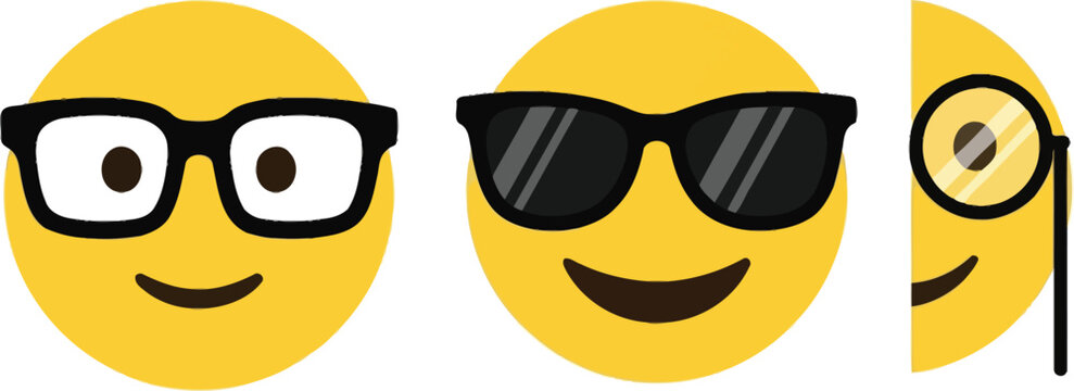 Three minion faces a playful trio of expressions featuring different eyewear and smiles