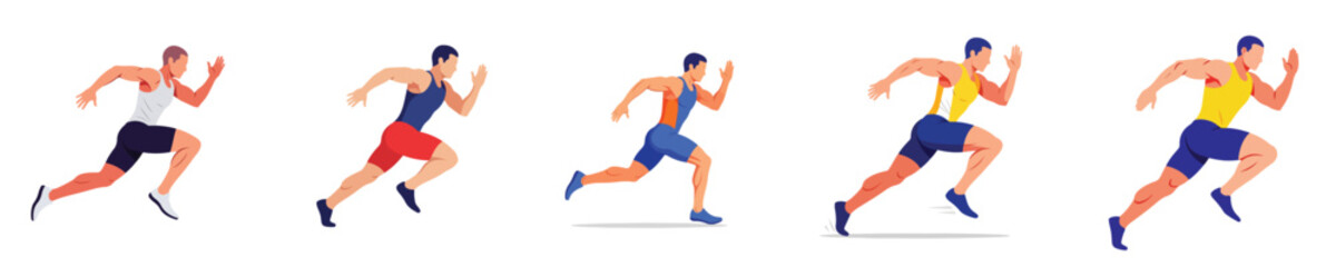 Fototapeta premium A flat vector of a sprinter, no outlines, isolated on a pure white background.