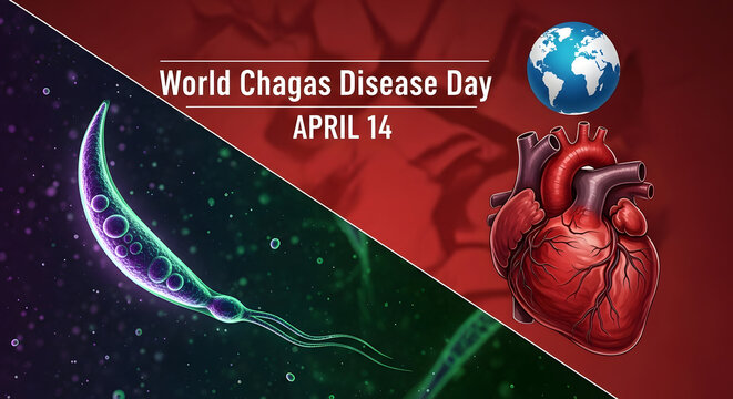 World Chagas Disease Day Awareness with Heart and Planet Earth Illustration