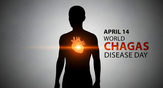 Chagas Disease Awareness Silhouette of Man with Heart Illness