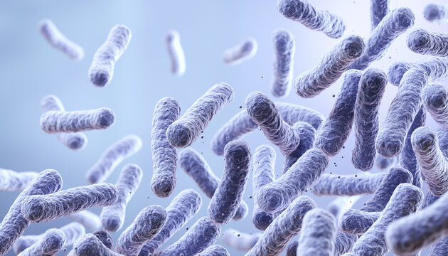 Lactobacillus bacteria, probiotic medical background 3d illustration.
