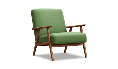 Fototapeta premium Mid Century Green Armchair Wooden Frame Furniture Vector Illustration