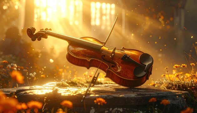 Violin sunset