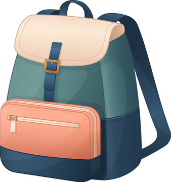 Travel backpack vector illustration, carry on bag for vacation packing, tourism gear, school and hiking lifestyle design