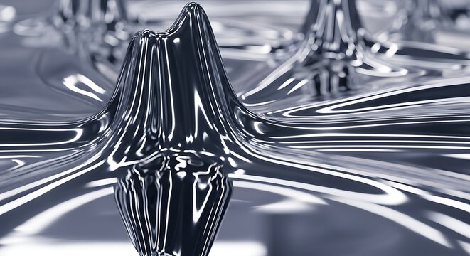 Ferrofluid Sculpture Abstract Art Dynamic Liquid Metal Shape.